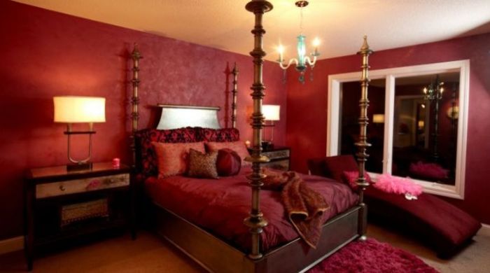 How to decorate a bedroom with red walls