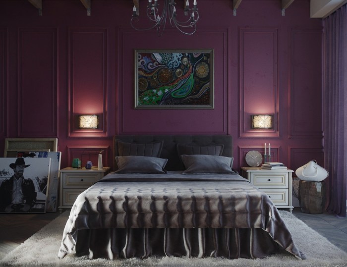 How to decorate a dark purple bedroom