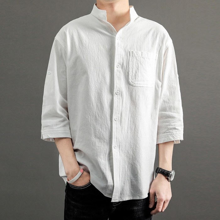 Mens linen white dress shirt