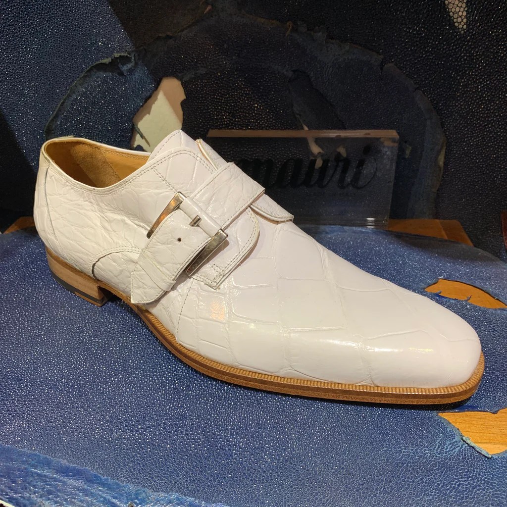 Mens white alligator dress shoes