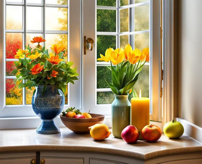 How to decorate my kitchen window sill