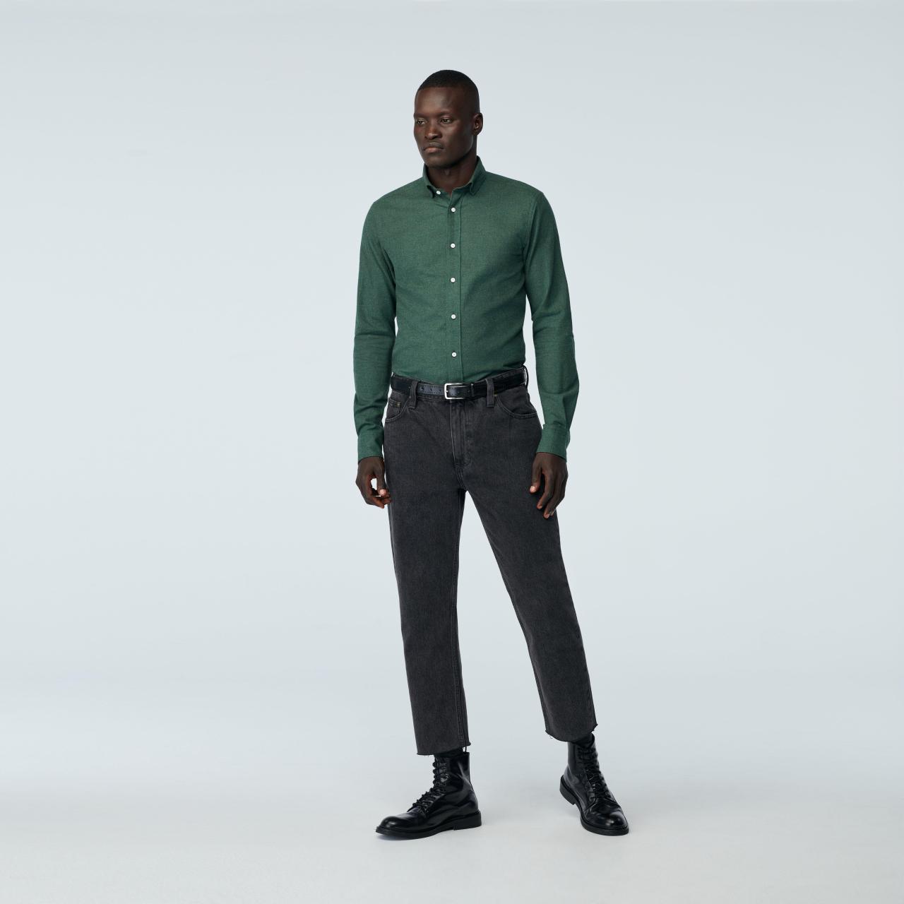 Men's hunter green dress shirt