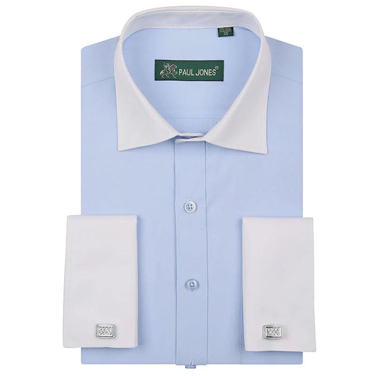 Mens blue french cuff dress shirt