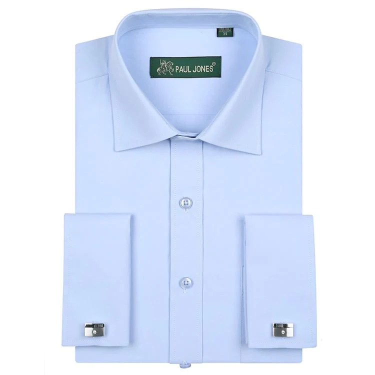 Mens blue french cuff dress shirt