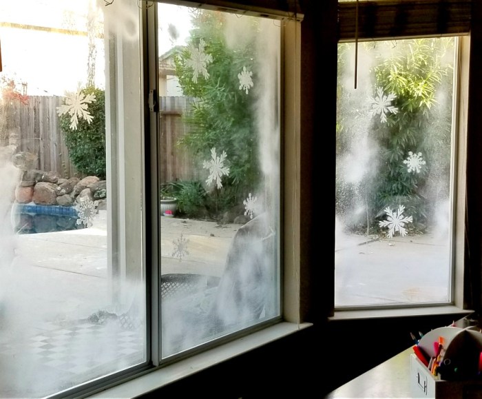 How to decorate a window with spray snow